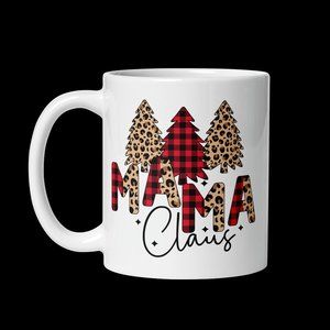Chic Mama Claus Leopard & Plaid Christmas Mug"  Description: